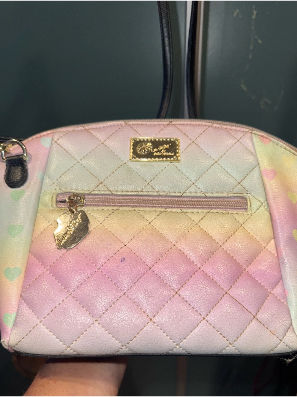 Betsey Johnson Quilted Pastel Ombre Crossbody - Pink, Cream, Yellow